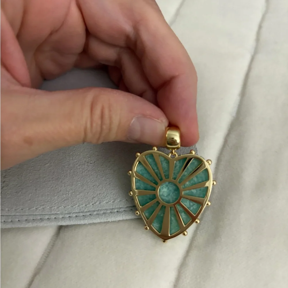 Thatch Gold and Green Heart Pendant
Malene Amazonite Bail - Picture 2 of 3